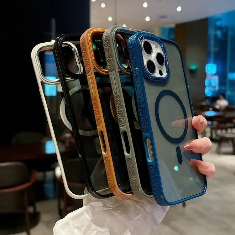 Funda para Teléfono Magsafe iPhone 14 Marco de Lente Metal (Azul Marino)