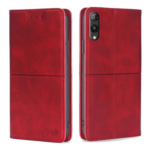 Funda de Cuero Magnética Textura de Vaca para Rakuten Hand 5G (Rojo)