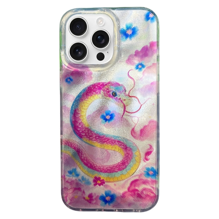 Funda TPU Doble Capa iPhone 16 Pro Patrón Imd Serpiente (Rosa)