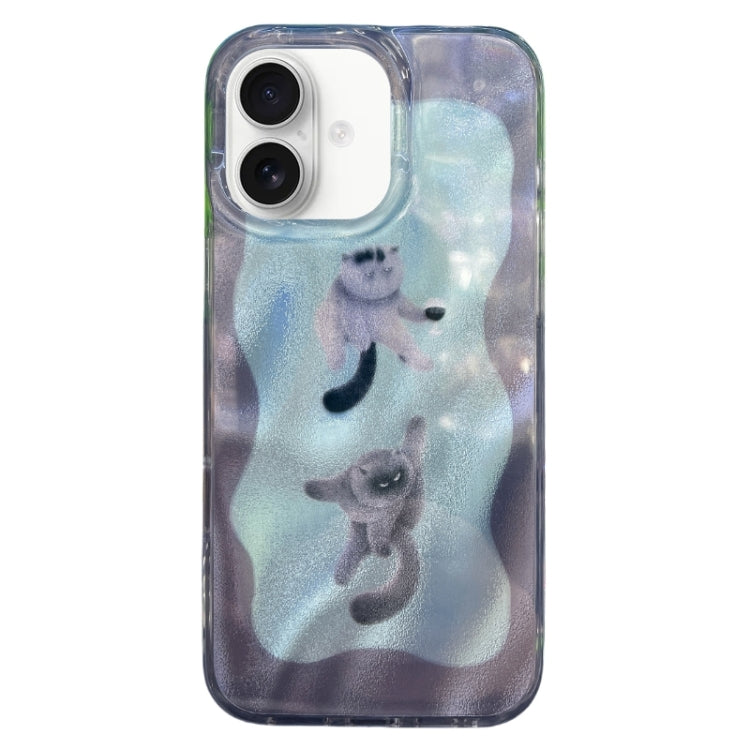 Funda TPU iPhone 16 Doble Capa Patrón Imd Gatos y Perros (Verde)