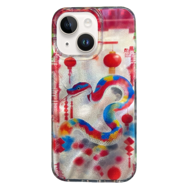 Funda de Teléfono TPU Doble Capa iPhone 14 con Patrón Imd (Serpiente de Año Nuevo)