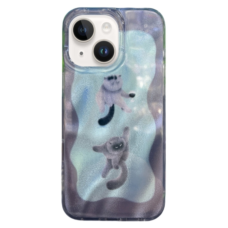 Funda TPU Doble Capa iPhone 14 Patrón Imd Gatos y Perros (Verde)