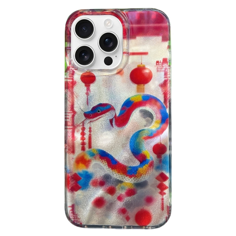 Funda de Teléfono TPU Doble Capa iPhone 13 Pro Patrón Imd (Serpiente de Año Nuevo)