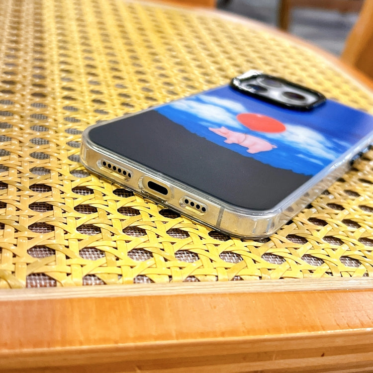 Funda TPU Doble Capa iPhone 15 Pro Max Patrón Imd Rayas en Contraste