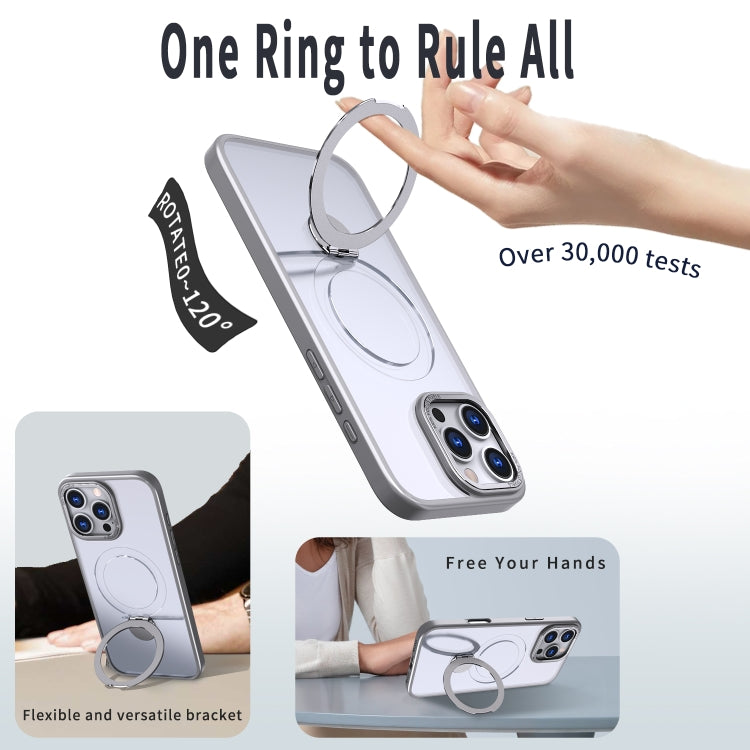 Estuche para Teléfono Wing Series Gen2 con Soporte de Anillo de Metal Magsafe para iPhone 15 Pro Max (Gris Titanio)