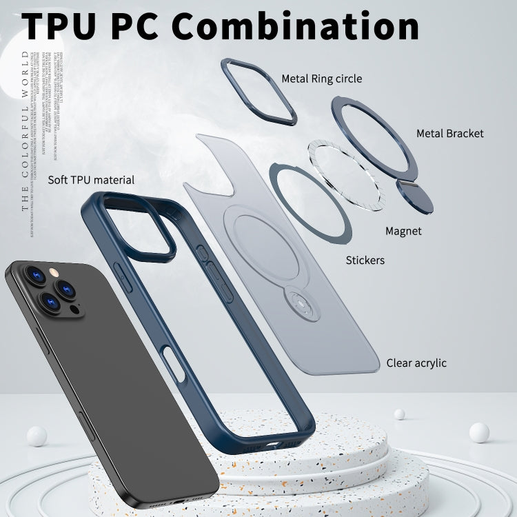 Funda para Teléfono Wing Series Gen2 con Soporte de Anillo de Metal Magsafe para iPhone 15 Plus (Azul)