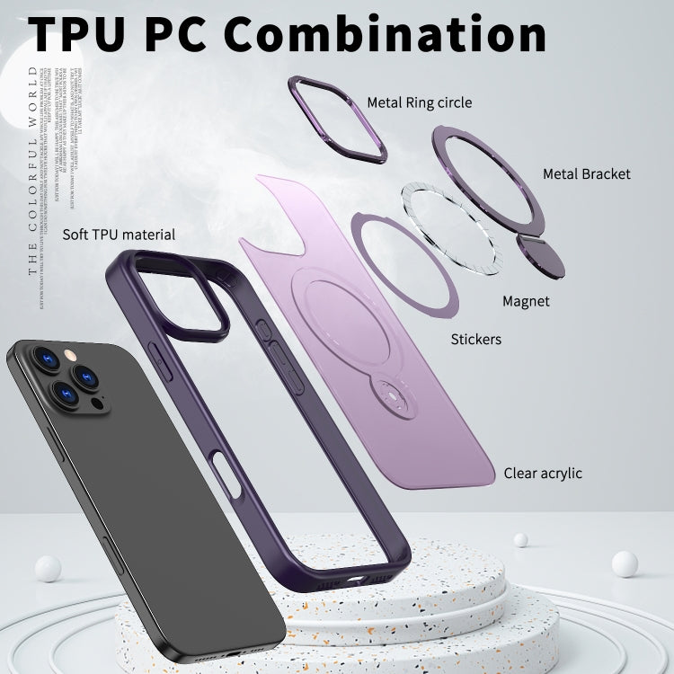 Funda para Teléfono Wing Series Gen2 con Soporte de Anillo de Metal Magsafe para iPhone 15 Plus (Morado Oscuro)