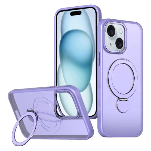 Estuche para Teléfono Wing Series Gen2 con Soporte de Anillo Metal Magsafe para iPhone 15 (Morado Claro)