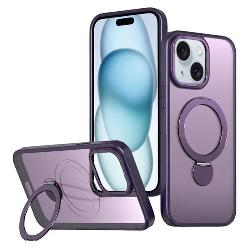 Funda para Teléfono Wing Series Gen2 con Soporte de Anillo Metal Magsafe para iPhone 15 (Morado Oscuro)