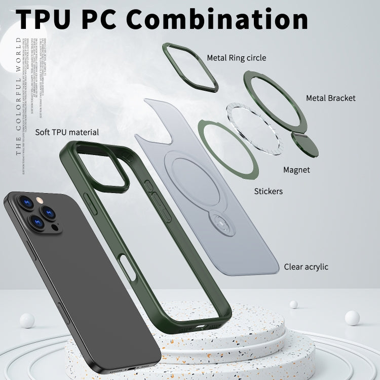 Funda para teléfono iPhone 14 Pro Max Wing Series Gen2 con soporte anillo metal Magsafe (Verde)