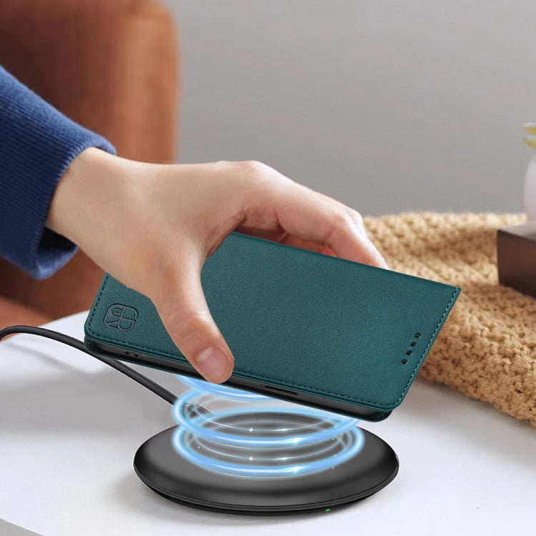Funda de Cuero para OnePlus 10 Pro Rc01 con Doble Pliegue y Succión Magnética (Verde Oscuro)