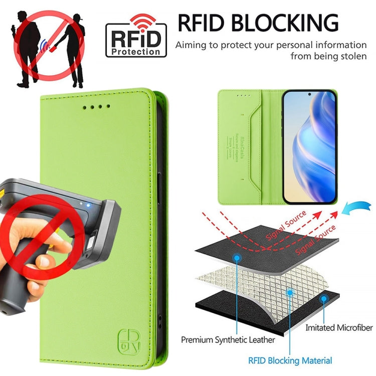 Funda de Cuero con Doble Pliegue y Succión Magnética RFID para OnePlus 10R OnePlus Ace Rc01 (Verde Hierba)