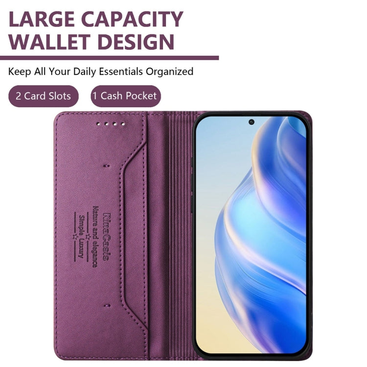 Funda de Cuero con Doble Pliegue y Succión Magnética Rfid para OnePlus 11 Rc01 (Violeta)