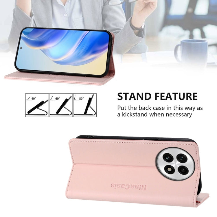 Funda de Cuero con Doble Pliegue y Succión Magnética RFID para OnePlus 13 Rc01 (Rosa)