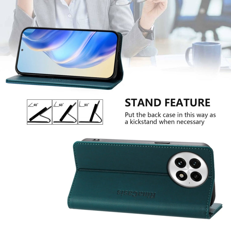 Funda de Cuero para OnePlus 13 Rc01 con Doble Pliegue y Succión Magnética Rfid (Verde Oscuro)