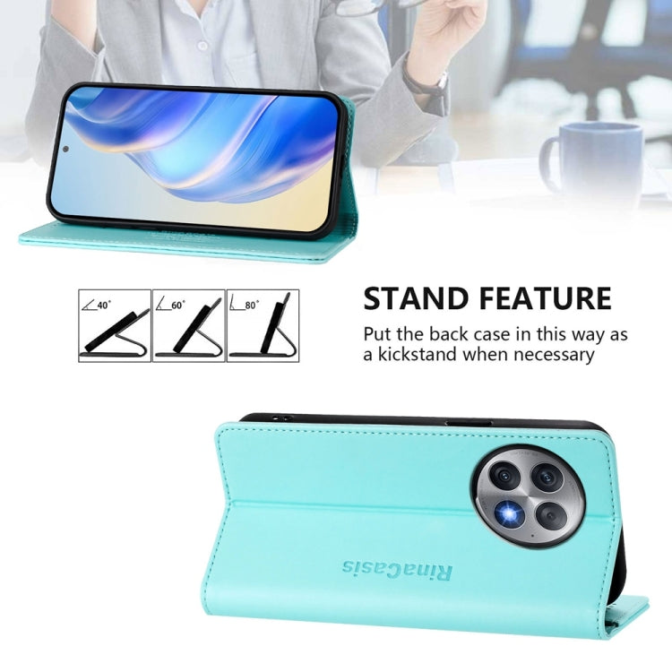 Funda de Cuero para OnePlus Ace 2 Pro Rc01 con Doble Pliegue y Succión Magnética (Verde Menta)