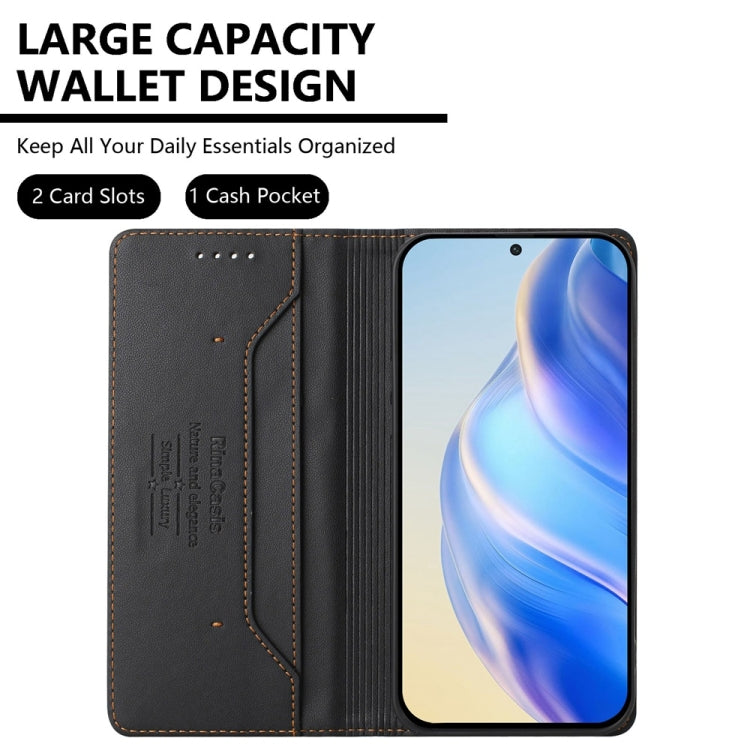 Funda de Cuero con Doble Pliegue y Succión Magnética Rfid para OnePlus Nord Ce 2 5G Rc01 (Negro)