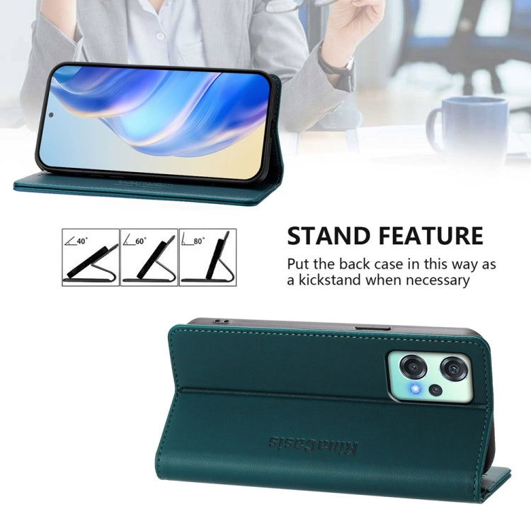 Funda de Cuero con Doble Pliegue y Succión Magnética Rfid para OnePlus Nord Ce 2 Lite 5G/Nord 2 Lite Rc01 (Verde Oscuro)
