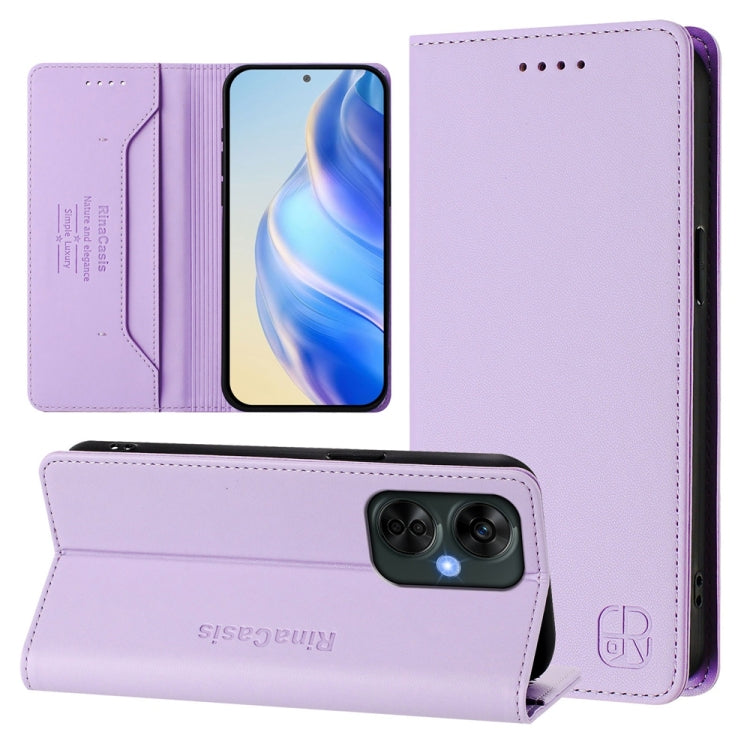 Funda de Cuero con Doble Pliegue y Succión Magnética Rfid para OnePlus Nord Ce 3 Lite/Nord N30 Rc01 (Morado Claro)