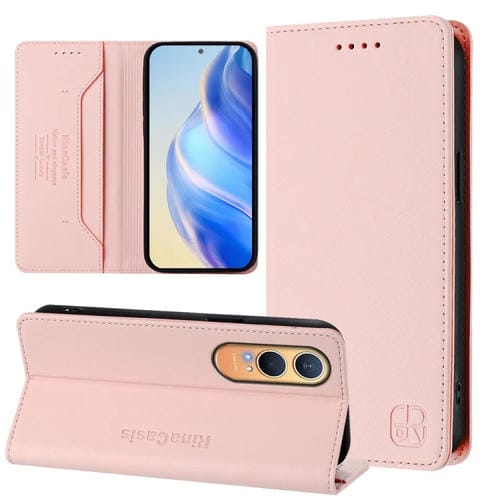 Funda de Cuero con Doble Pliegue y Succión Magnética para OnePlus Nord Ce4 Lite Rc01 (Rosa)