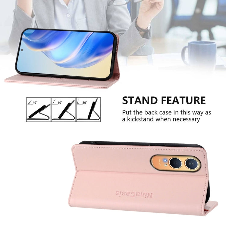 Funda de Cuero con Doble Pliegue y Succión Magnética para OnePlus Nord Ce4 Lite Rc01 (Rosa)