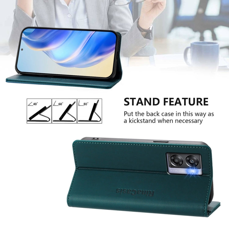 Funda de Cuero con Doble Pliegue y Succión Magnética para OnePlus Nord N300 Rc01 (Verde Oscuro)