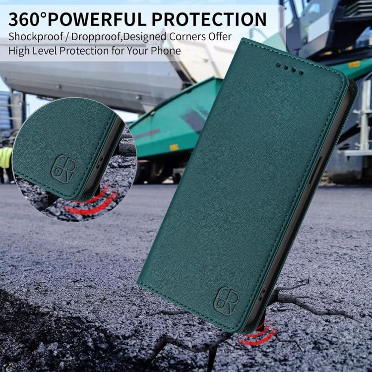 Funda de Cuero con Doble Pliegue y Succión Magnética para OnePlus Nord N300 Rc01 (Verde Oscuro)