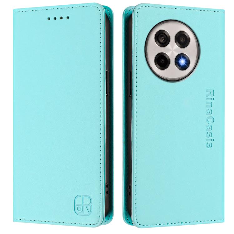 Funda de Cuero OnePlus 13R Ace 5 Ace 5 Pro Rc01 Doble Pliegue Succión Magnética (Verde Menta)