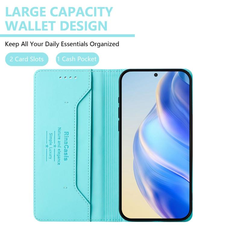 Funda de Cuero OnePlus 13R Ace 5 Ace 5 Pro Rc01 Doble Pliegue Succión Magnética (Verde Menta)