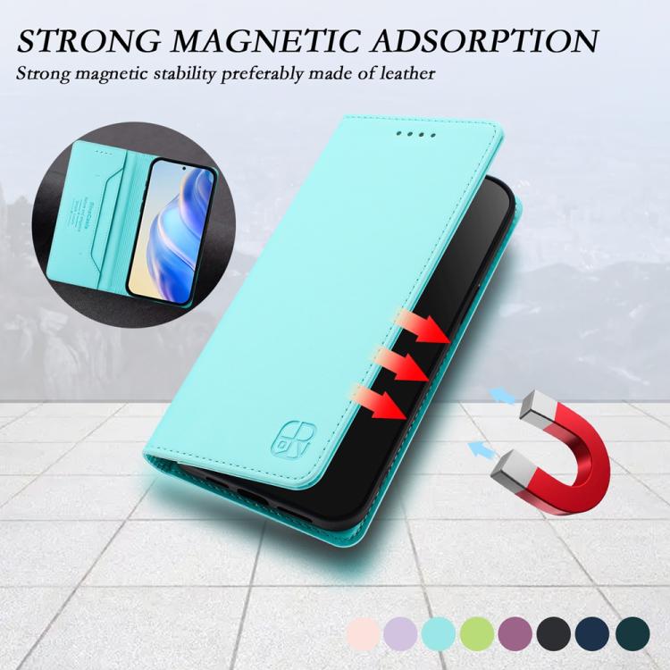 Funda de Cuero OnePlus 13R Ace 5 Ace 5 Pro Rc01 Doble Pliegue Succión Magnética (Verde Menta)
