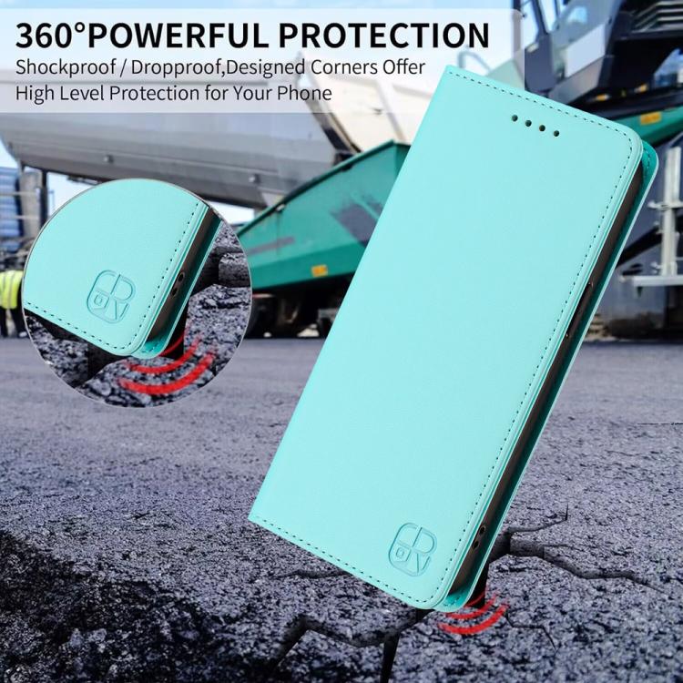 Funda de Cuero OnePlus 13R Ace 5 Ace 5 Pro Rc01 Doble Pliegue Succión Magnética (Verde Menta)