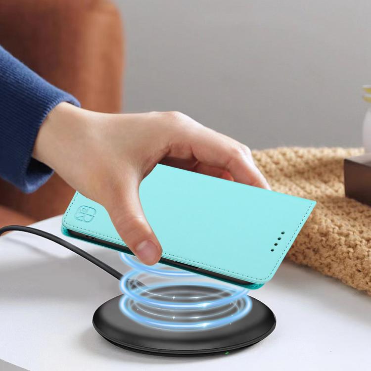 Funda de Cuero OnePlus 13R Ace 5 Ace 5 Pro Rc01 Doble Pliegue Succión Magnética (Verde Menta)