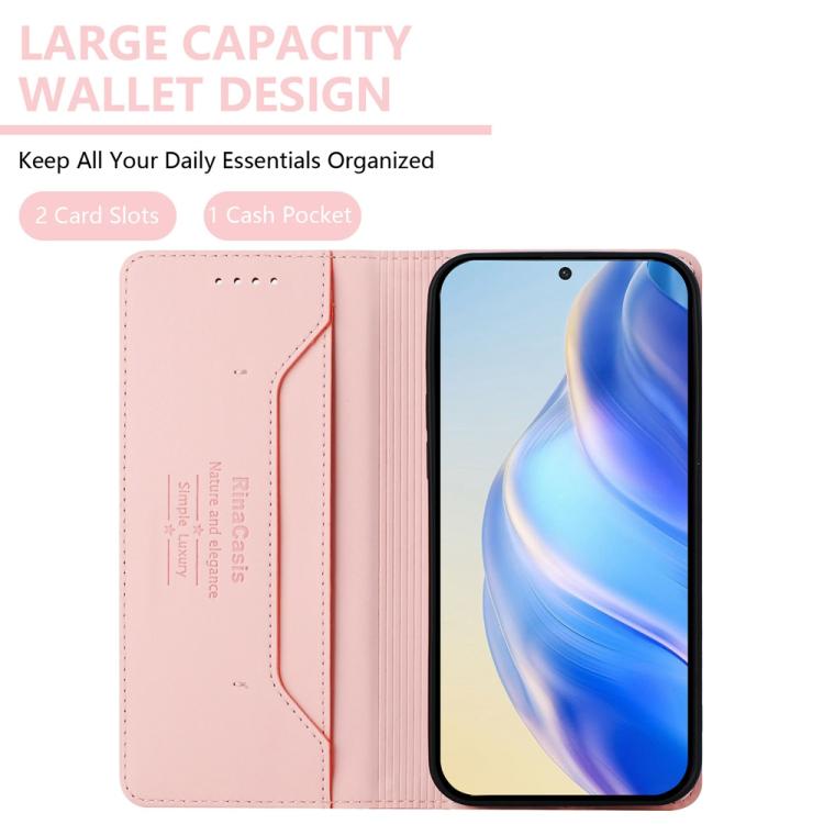 Funda de Cuero con Doble Pliegue y Succión Magnética para OnePlus 13R Ace 5 Ace 5 Pro Rc01 (Rosa)