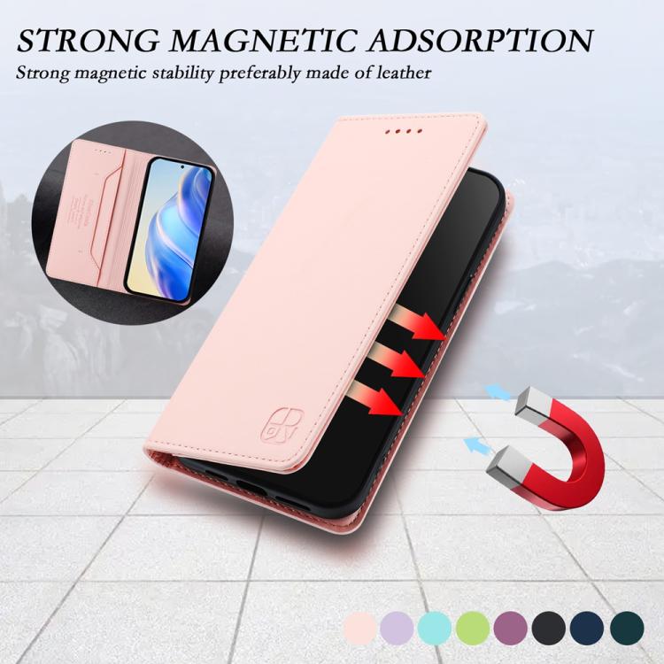 Funda de Cuero con Doble Pliegue y Succión Magnética para OnePlus 13R Ace 5 Ace 5 Pro Rc01 (Rosa)