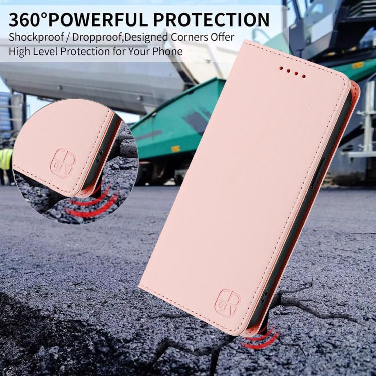 Funda de Cuero con Doble Pliegue y Succión Magnética para OnePlus 13R Ace 5 Ace 5 Pro Rc01 (Rosa)