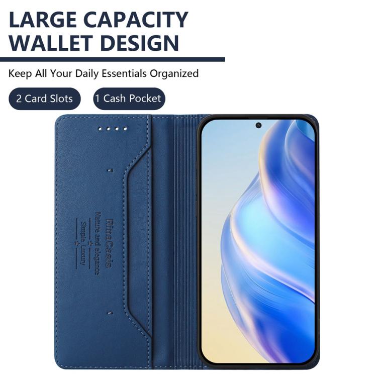 Funda de Cuero con Doble Pliegue y Succión Magnética para OnePlus 13R Ace 5 Ace 5 Pro Rc01 (Azul Oscuro)