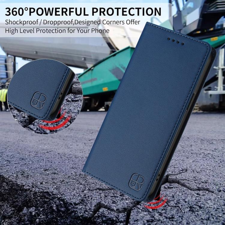 Funda de Cuero con Doble Pliegue y Succión Magnética para OnePlus 13R Ace 5 Ace 5 Pro Rc01 (Azul Oscuro)