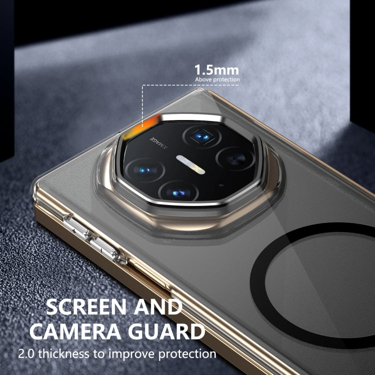 Funda para Teléfono Ultimate Design Ice Folding Series con Magsafe Integrado Transparente para Huawei Mate Xt (Negra)
