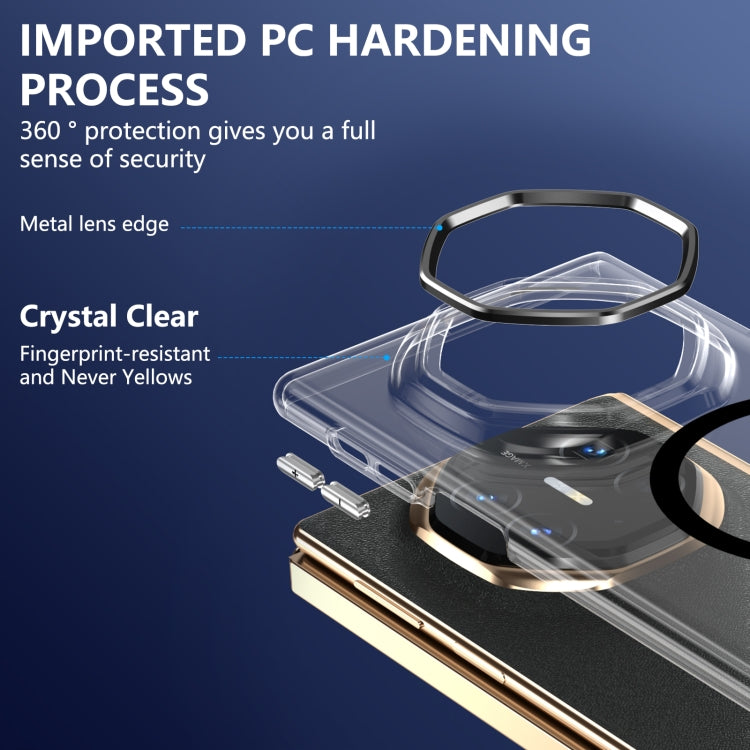 Funda para Teléfono Ultimate Design Ice Folding Series con Magsafe Integrado Transparente para Huawei Mate Xt (Negra)