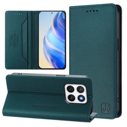 Funda de Cuero Honor X8C 4G Rc01 con Doble Pliegue y Succión Magnética Rfid (Verde Oscuro)