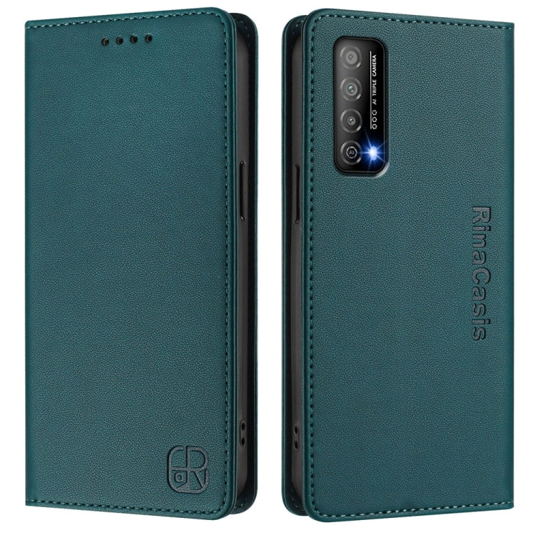 Funda de Cuero Huawei Enjoy 20 Se Y7A Rc01 con Doble Pliegue y Succión Magnética (Verde Oscuro)