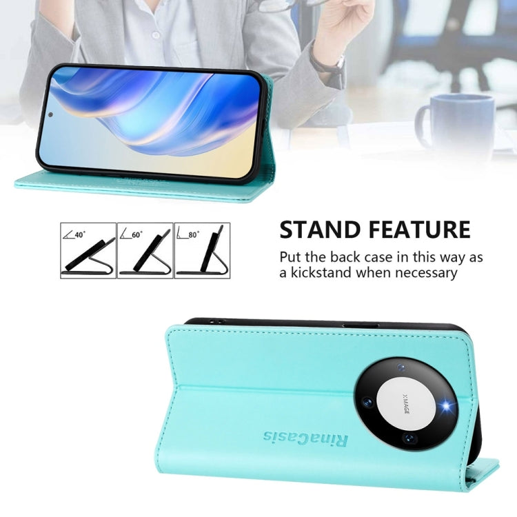 Funda de Cuero Huawei Mate 60 Pro y Mate 60 Pro+ Rc01 con Doble Pliegue y Succión Magnética (Verde Menta)