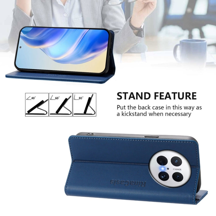 Funda de Cuero con Doble Pliegue y Succión Magnética para Huawei Mate 70 Pro Rc01 (Azul Oscuro)