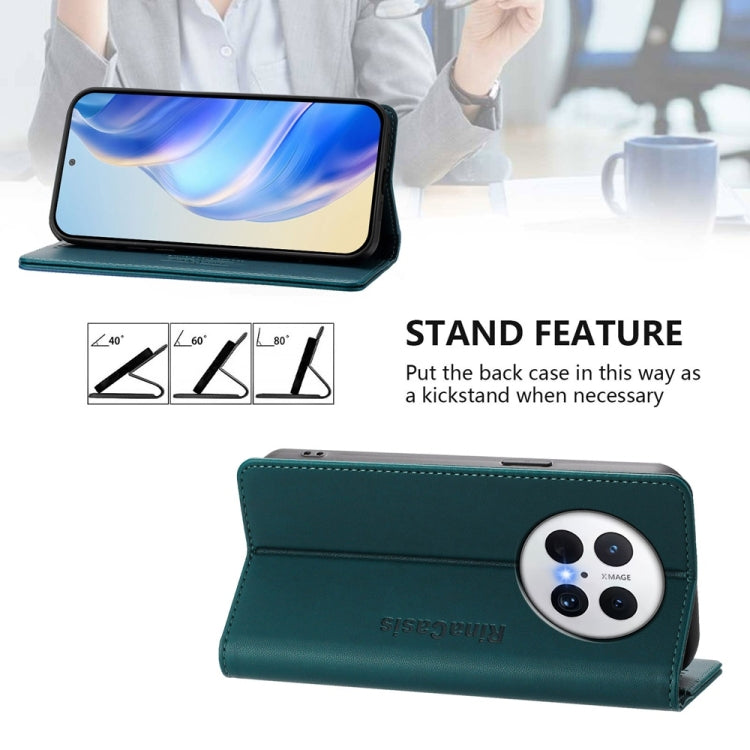 Funda de Cuero Huawei Mate 70 Pro Rc01 con Doble Pliegue y Succión Magnética (Verde Oscuro)