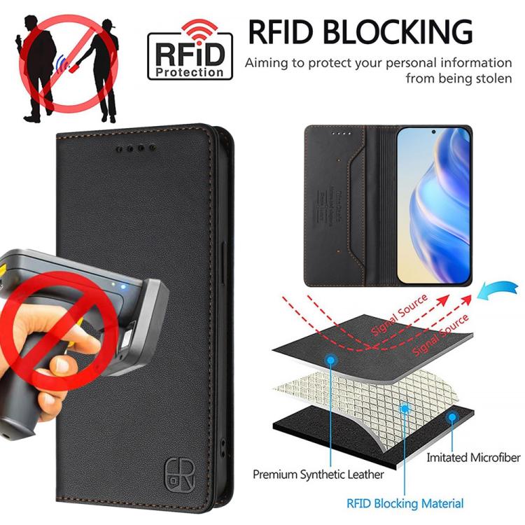 Funda de Cuero con Doble Pliegue y Succión Magnética para Huawei Nova 13/Nova 12 Rc01 (Negra)