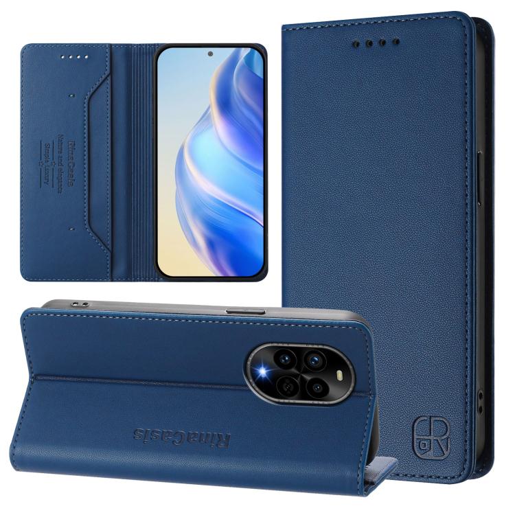 Funda de Cuero Huawei Nova 13 Pro Rc01 con Doble Pliegue y Succión Magnética (Azul Oscuro)