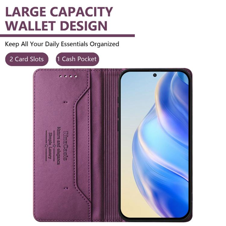 Funda de Cuero con Doble Pliegue y Succión Magnética para Huawei Nova 13 Pro Rc01 (Violeta)