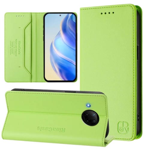 Funda de Cuero con Doble Pliegue y Succión Magnética para Teléfono Xiaomi Mi 10T Lite 5G Rc01 (Verde Hierba)