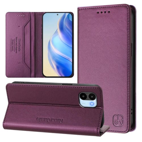 Funda de Cuero con Doble Pliegue y Succión Magnética Rfid para Redmi A1 4G Global / A2 4G Rc01 (Violeta)