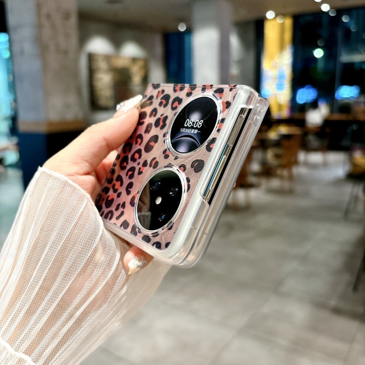 Funda para Teléfono Huawei Pocket 2 con Pulsera Integrada Diseño Leopardo y Plumas (Morado)